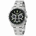 Seiko Chronograph Black Dial Stainless Steel Men's Watch SSB027