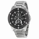 Seiko Chronograph Black Dial Stainless Steel Men's Watch SPC097