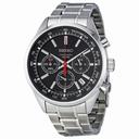 Seiko Chronograph Black Dial Stainless Steel Men's Watch SSB037