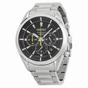 Seiko Chronograph Black Dial Stainless Steel Men's Watch SSB087