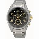 Seiko Chronograph Black Dial Titanium Men's Watch SNDE63