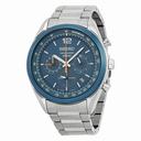 Seiko Chronograph Blue Dial Stainless Steel Men's Watch SSB091