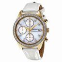 Seiko Chronograph Mother of Pearl White Leather Strap Ladies Watch SNDX74