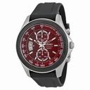 Seiko Chronograph  Red Dial Black Rubber Men's Watch SNN263