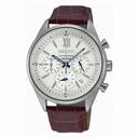 Seiko Chronograph White Dial Brown Leather Men's Watch SSB157