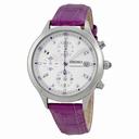 Seiko Chronograph White Dial Purple Leather Band Ladies Watch SNDX05