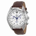 Seiko Chronograph White Dial Stainless Steel Brown Leather Men's Watch SSB095