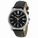 Seiko Conceptual Black Dial Black Leather Men's Watch SGEH19