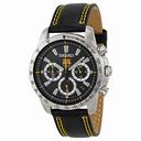 Seiko FC Barcelona Chronograph Black Dial Black Leather Men's Watch SSB073P2