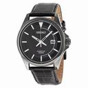 Seiko Kinetic Black Dial Black Leather Men's Watch SKA583