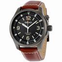 Seiko Kinetic Black Dial Brown Leather Men's Watch SKA689