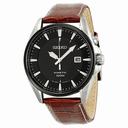 Seiko Kinetic Black Dial Tan Leather Men's Watch SKA569