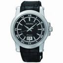 Seiko Premier Black Dial Stainless Steel Black Leather Men's Watch SUR015P2