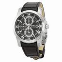 Seiko Premier Chronograph Black Dial Stainless Steel Black Leather Men's Watch SNAF31P2