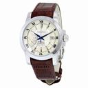 Seiko Premier Kinetic Silver Dial Brown Leather Men's Watch SRG013
