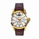 Seiko Premier White Dial Brown Leather Band Gold Stainless Steel Automatic Men's Watch SRX004