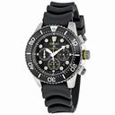 Seiko Solar Diver Black Dial Chronograph Rubber Strap Men's Watch SSC021