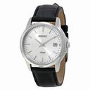 Seiko Silver Dial Black Leather Men's Watch SGEF49P2