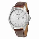 Seiko Silver Dial Brown Leather Men's Watch SUR175