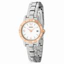 Seiko Silver Dial Rose Gold-tone Bezel Ladies Watch SXDE36