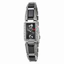 Seiko Solar Black Dial Black Ceramic And Stainless Steel With Diamonds Ladies Watch SUP187
