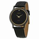 Seiko Solar Black Dial Black Leather Men's Watch SUP875