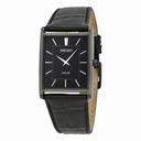 Seiko Solar Black Dial Black Leather Men's Watch SUP881
