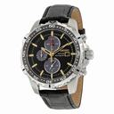 Seiko Solar Chronograph Black Dial Black Leather Men's Watch SSC303
