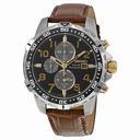 Seiko Solar Chronograph Black Dial Brown Leather Men's Watch SSC309