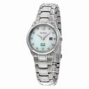 Seiko Solar Mother of Pearl Dial Stainless Steel Ladies Watch SUT213