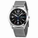Seiko Solar Quartz Black Dial Stainless Steel Mesh Men's Watch SNE233