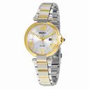 Seiko Solar Silver Dial Two-tone Ladies Watch SUT174