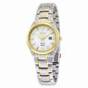 Seiko Solar White Dial Stainless Steel Ladies Watch SUT128