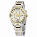 Seiko Solar White Dial Two Tone Stainless Steel Men's Watch SSC002