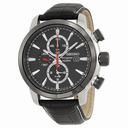 Seiko Sport Chronograph Black Dial Black Leather Men's Watch SNAF47P2