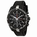 Seiko Sportura Black Dial Black Steel Black Rubber Chronograph Men's Watch SNAE89
