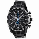 Seiko Sportura Black Dial Chronograph Stainless Steel Men's Watch SNAE77