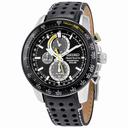 Seiko Sportura Perpetual Solar Chronograph Black Dial Black Leather Men's Watch SSC361