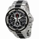 Seiko Velatura Black Dial Chronograph Stainless Steel Men's Watch SNAA93