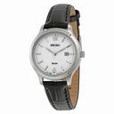 Seiko White Dial Black Crocodile Leather Quartz Ladies Watch SUR791