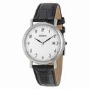 Seiko White Dial Black Leather Ladies Watch SKK647