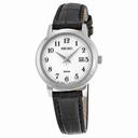 Seiko White Dial Black Leather Ladies Watch SUR823