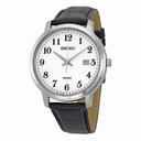 Seiko White Dial Black Leather Men's Watch SUR113