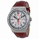 Swatch Back To The Roots Chronograph White Dial Brown Leather Men's Watch YVS414