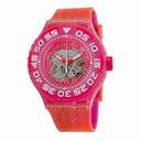 Swatch Deep Berry See-through Dial Red Plastic Strap Watch SUUP100