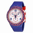 Swatch Fast Server Chronograph White Dial Blue Silicone Men's Watch SUSZ100