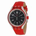 Swatch Go Jump Black Dial Red Leather Men's Watch YES4001