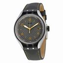 Swatch Go Smokey Grey Dial Grey Leather Men's Watch YES4007