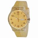 Swatch Golden Dial Golden Sparkle Silicone Ladies Watch SUOK704