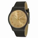 Swatch Golden Friend Gold Dial Black Silicone Unisex Watch SUOB716